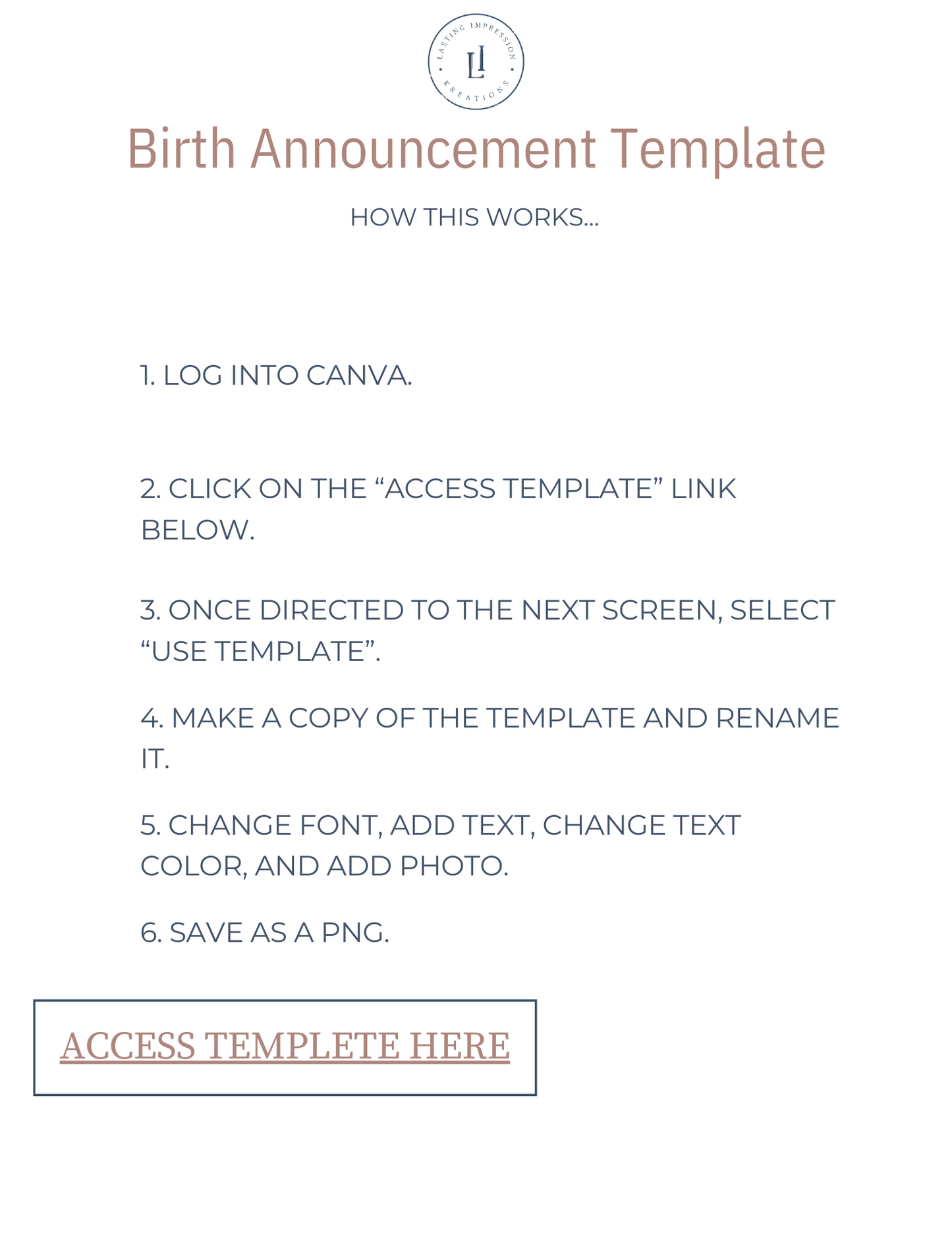 Editable Birth Announcement Template